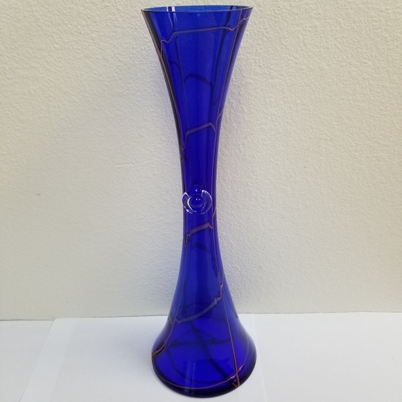 10052 New Rare Murano Cobal Blue 16" Vase, Italia Collection, hand made in Italy - Picture 3 of 13